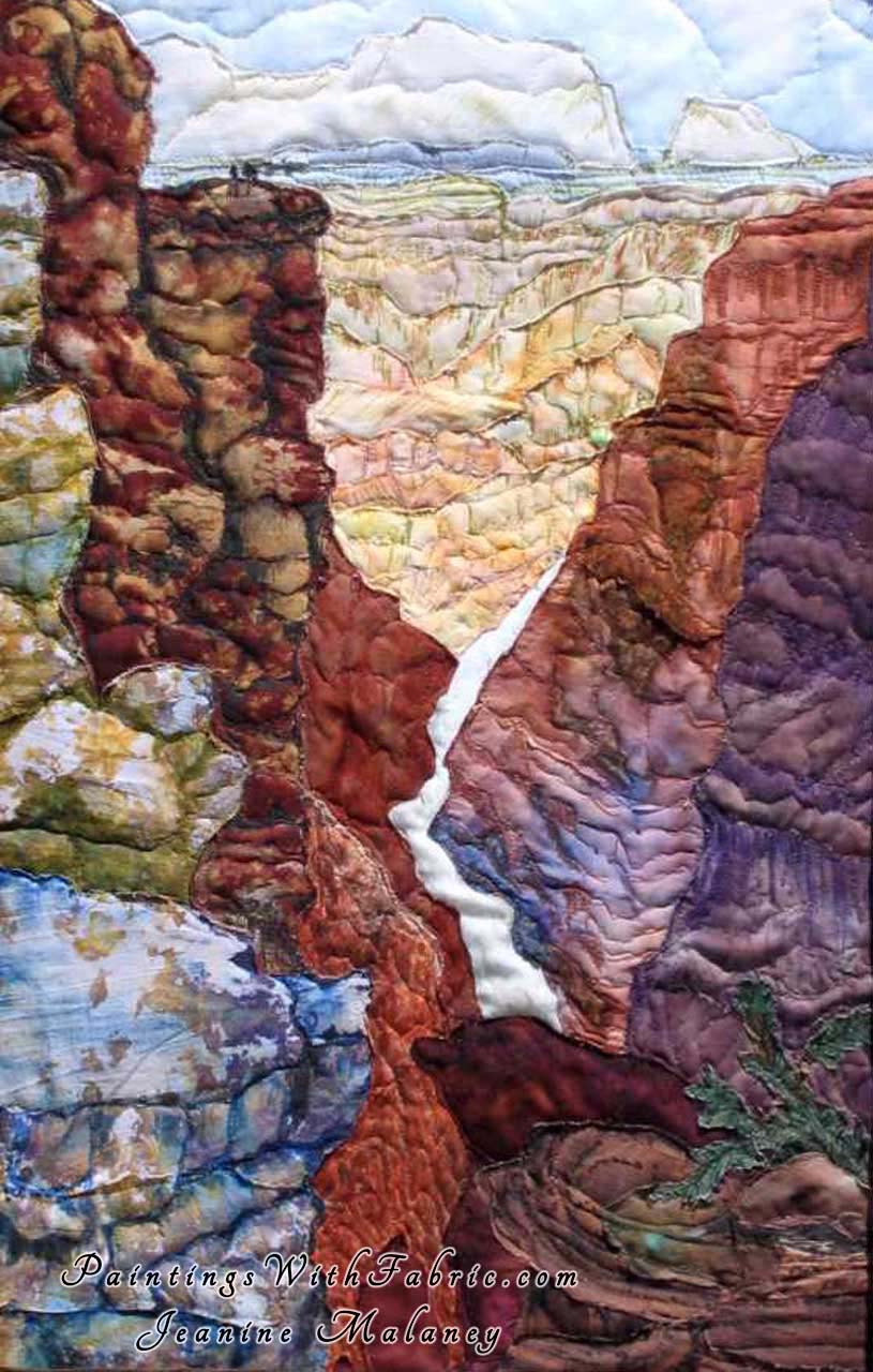 Grand Canyon Vista Art Quilt Landscape Quilt, Watercolor Quilt