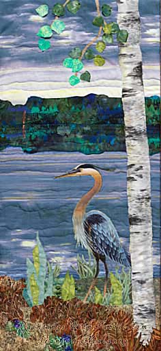 Dawn on the Lake Original Landscape Quilt Art Quilt