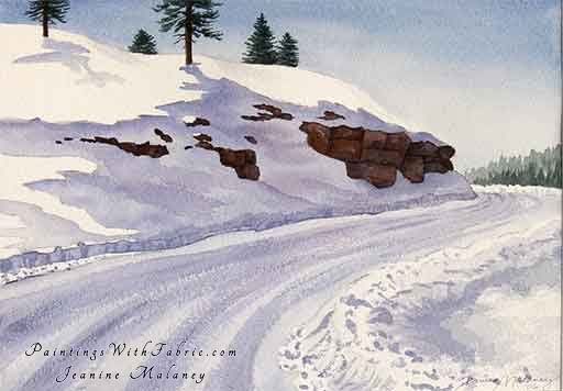 Along Piedra Road - an Original Winter Watercolor Painting