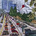  Gallery of Original Landscape Art Quilt Cityscape Traffic