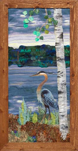 Dawn on the Lake Original Landscape Quilt Art Quilt