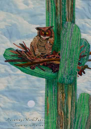Cactus HomeOriginal Landscape Quilt Art Quilt