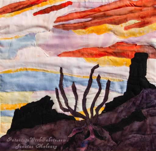 Chimney Rock SunsetOriginal Landscape Quilt Art Quilt