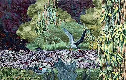 Hidden WatersOriginal Landscape Quilt Art Quilt