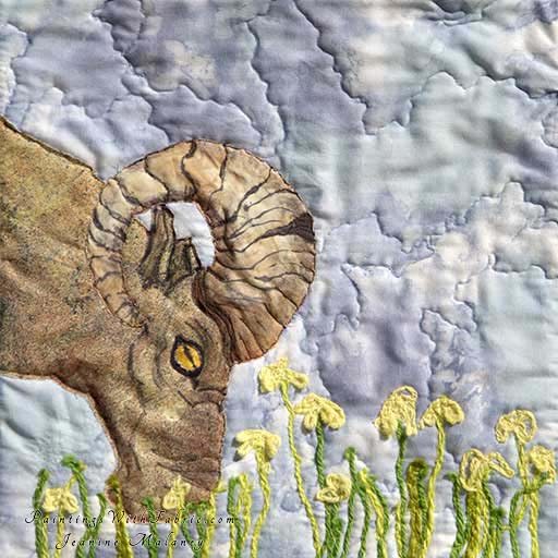 Tetons Big Horn RamOriginal Landscape Quilt Art Quilt