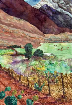 Colorado Country Road     Original Landscape Quilt, Watercolor Quilt