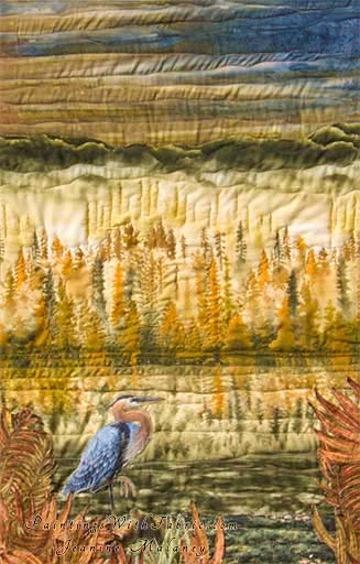 On Golden Pond     Original Landscape Quilt, Watercolor Quilt