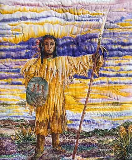 Mandan Sunrise II     Original Landscape Quilt, Watercolor Quilt