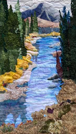 The River Runs Through     Original Landscape Quilt, Watercolor Quilt