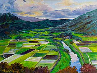 Oil painting of the Taro Fields in Hawaii