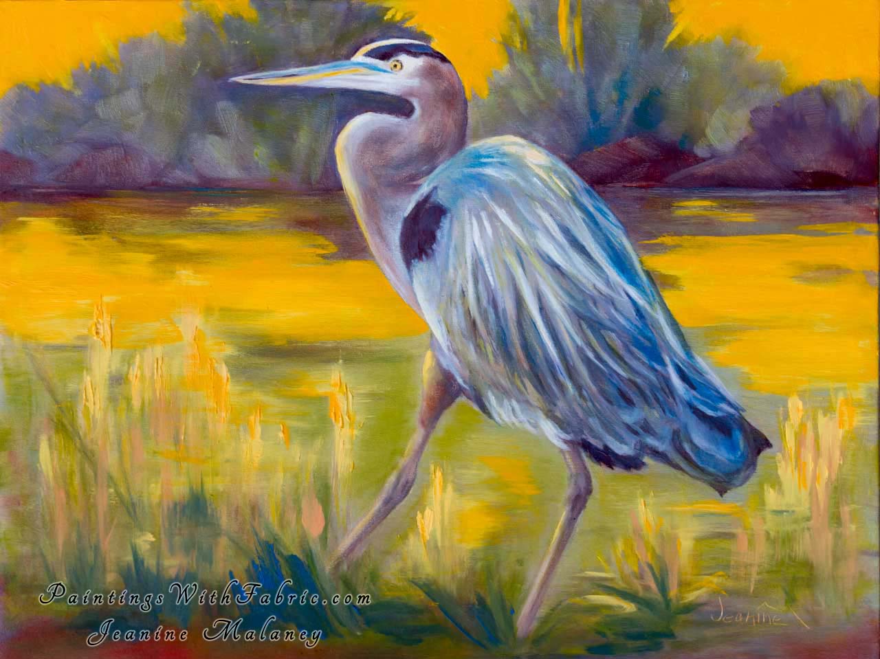 Great Blue Heron Unframed Original Watercolor Painting Landscape