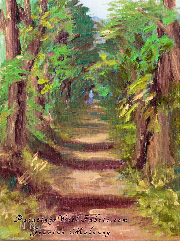 Tree Tunnel on Kauai with me and Dale Unframed Original Watercolor Painting 