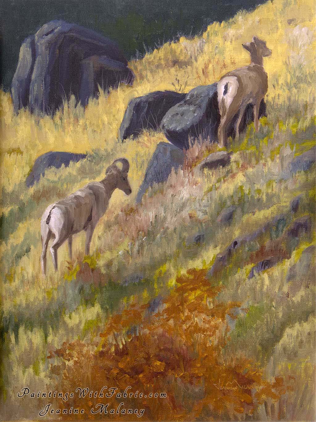 Big Horn Pair Unframed Original Watercolor Painting Landscape