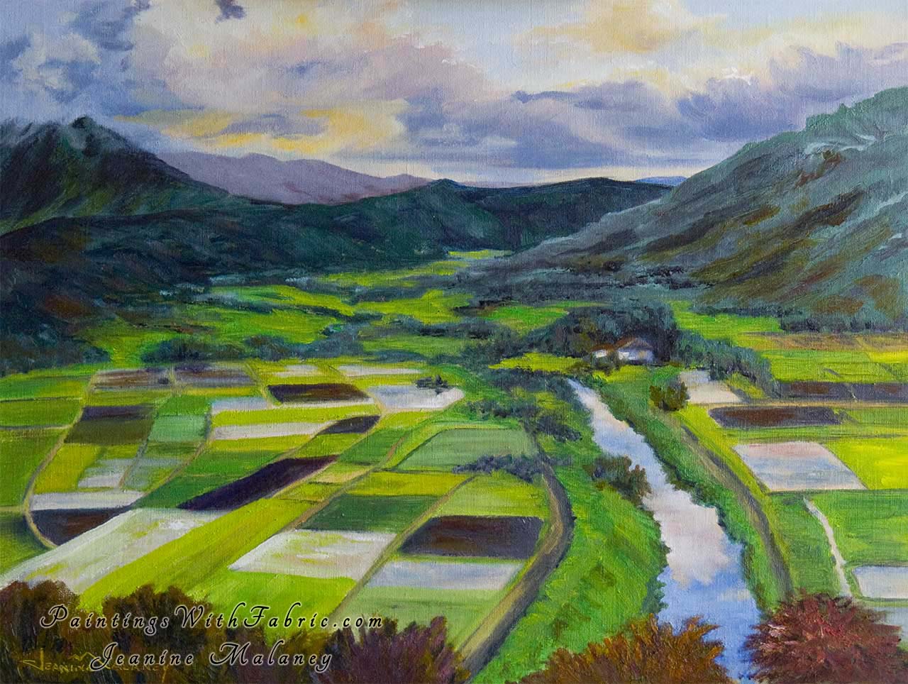 Taro Fields Hanelai Valley Kauai  Unframed Original Watercolor Painting Landscape