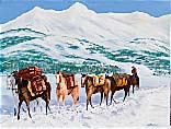 Gallery of Original Landscape Watercolor Winter Pack Train 