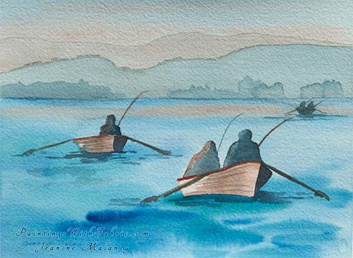 Tyee Fishing  - an Original Artwork Watercolor Painting