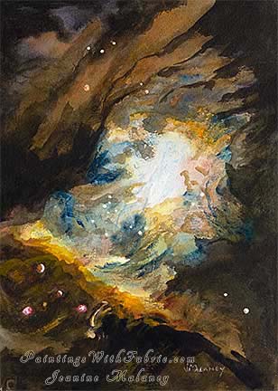 Window to the Source Unframed Original Contemporary Watercolor Painting of the Great Orion Nebula