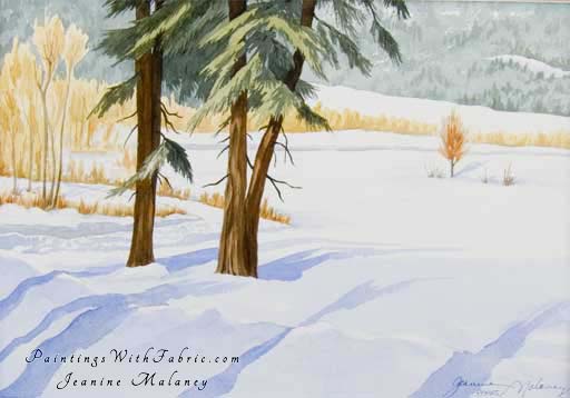 Winter Meadow - an Original Winter Watercolor Painting