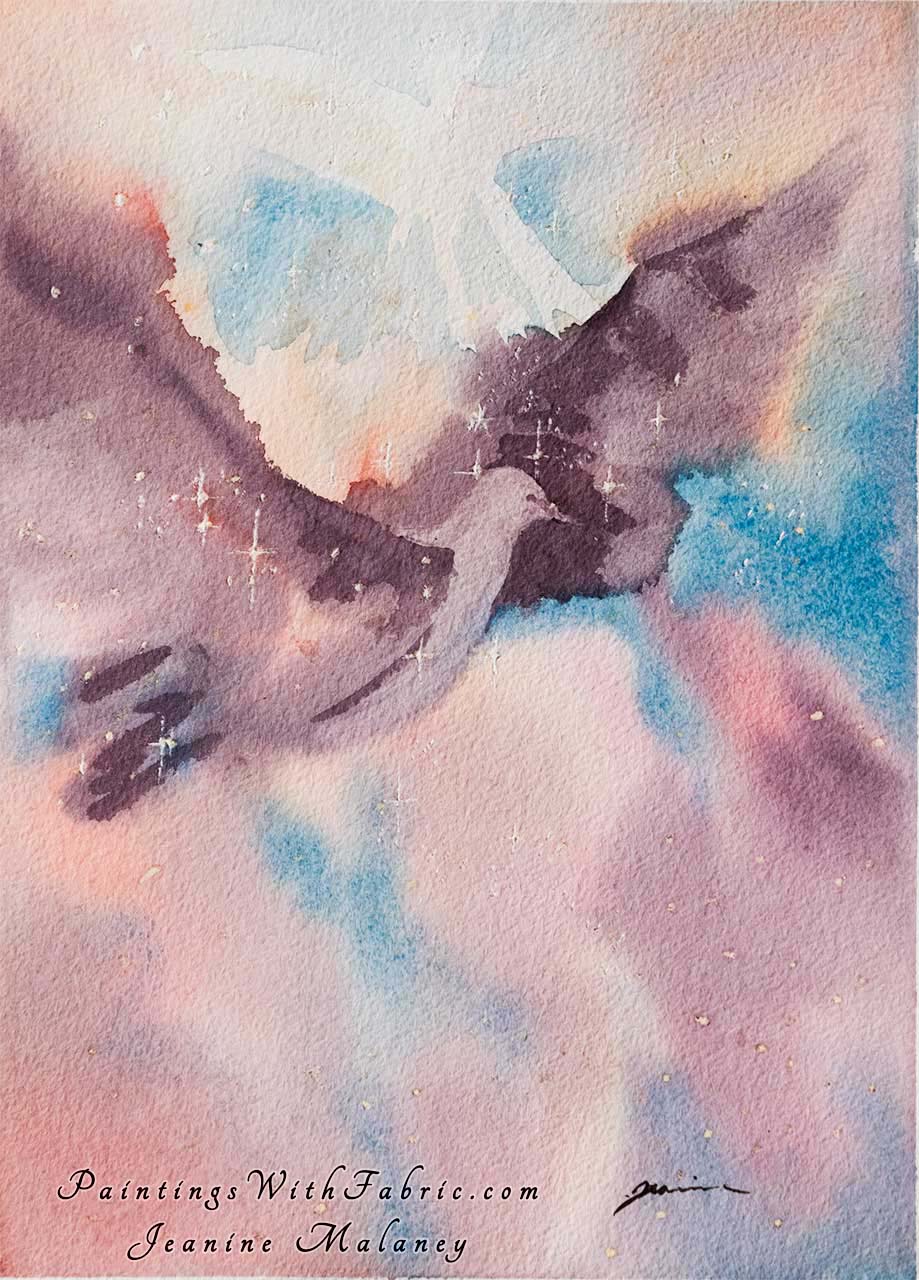Ascension Unframed Original Watercolor Painting A vision seen in the clouds 