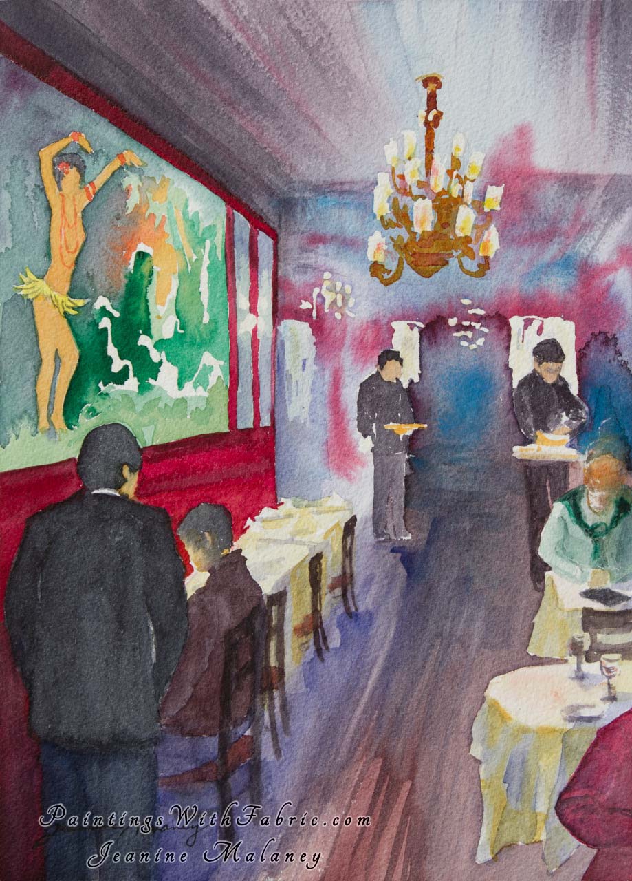 Chez Josephine  Unframed Original Watercolor Painting A New York city downtown restaurant