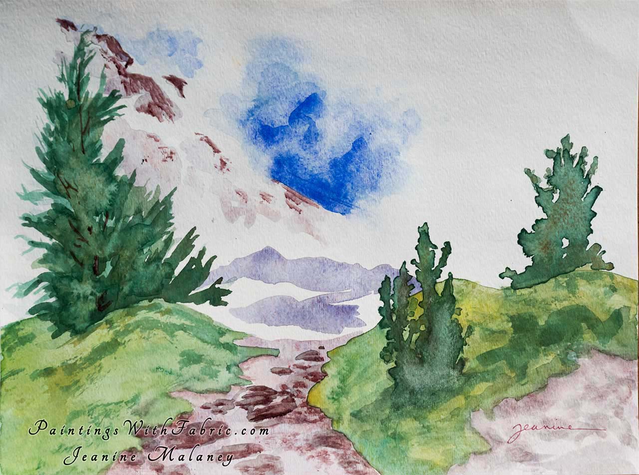 Morning Fog  Unframed Original Watercolor Painting Mt Hood, Oregon in the clouds