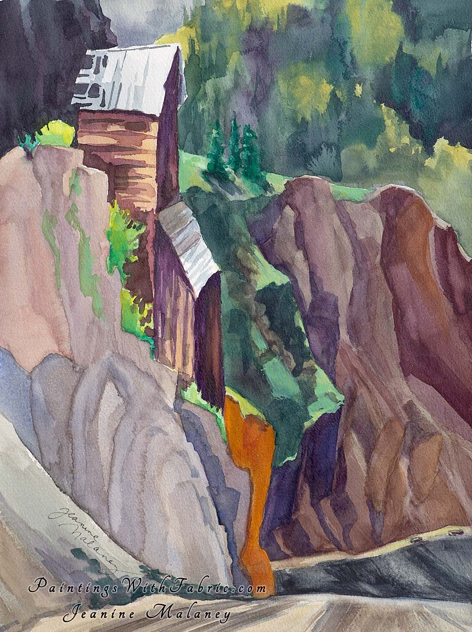 Old Mine at Creede Unframed Original Watercolor Painting A watercolor prainting of a old gold mine in Colorado