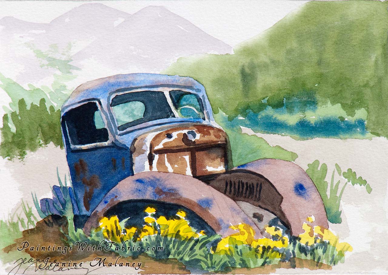 Over Seventy Unframed Original Watercolor Painting An old truck in the Colorado Mountains