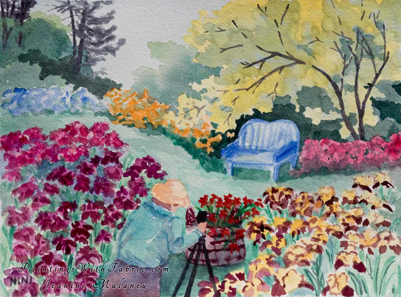 Schiener's Iris Garden Unframed Original Watercolor Painting near Salem OR we find Schiener's Iris Garden in the spring