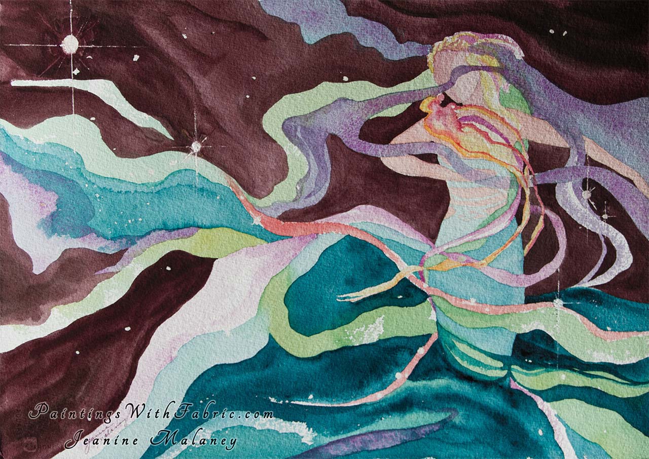 Spirit Unbound  Unframed Original Watercolor Painting  A supernova explosion fantasy