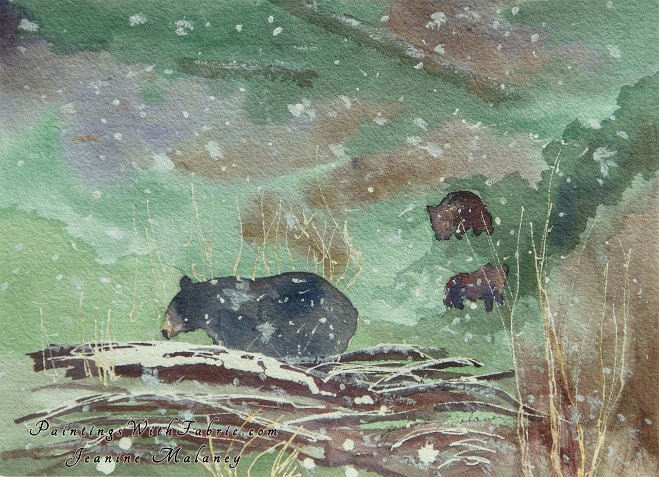 Spring Snow at Yellowstone  Unframed Original Watercolor Painting Colorado  Rocky mountain view