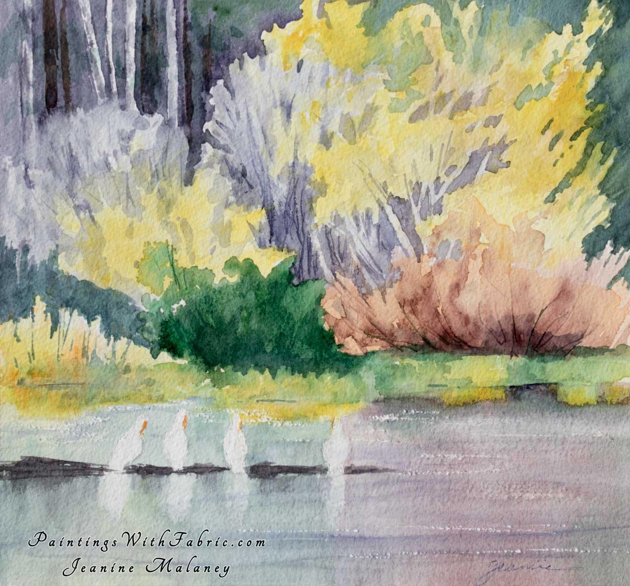 Tetons Marsh Pelicans Unframed Original Watercolor Painting 