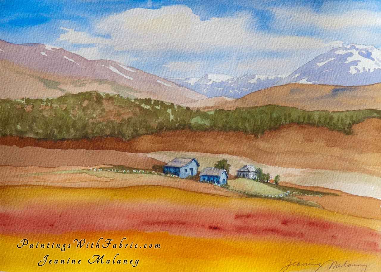 Blue Ranch  Unframed Original Watercolor Painting A old farm in southwest Colorado