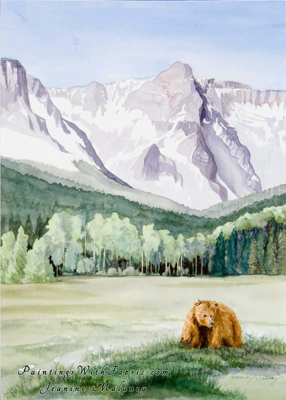 Cinnamon Brown Unframed Original Watercolor Painting of a Cinnamon Brown Bear