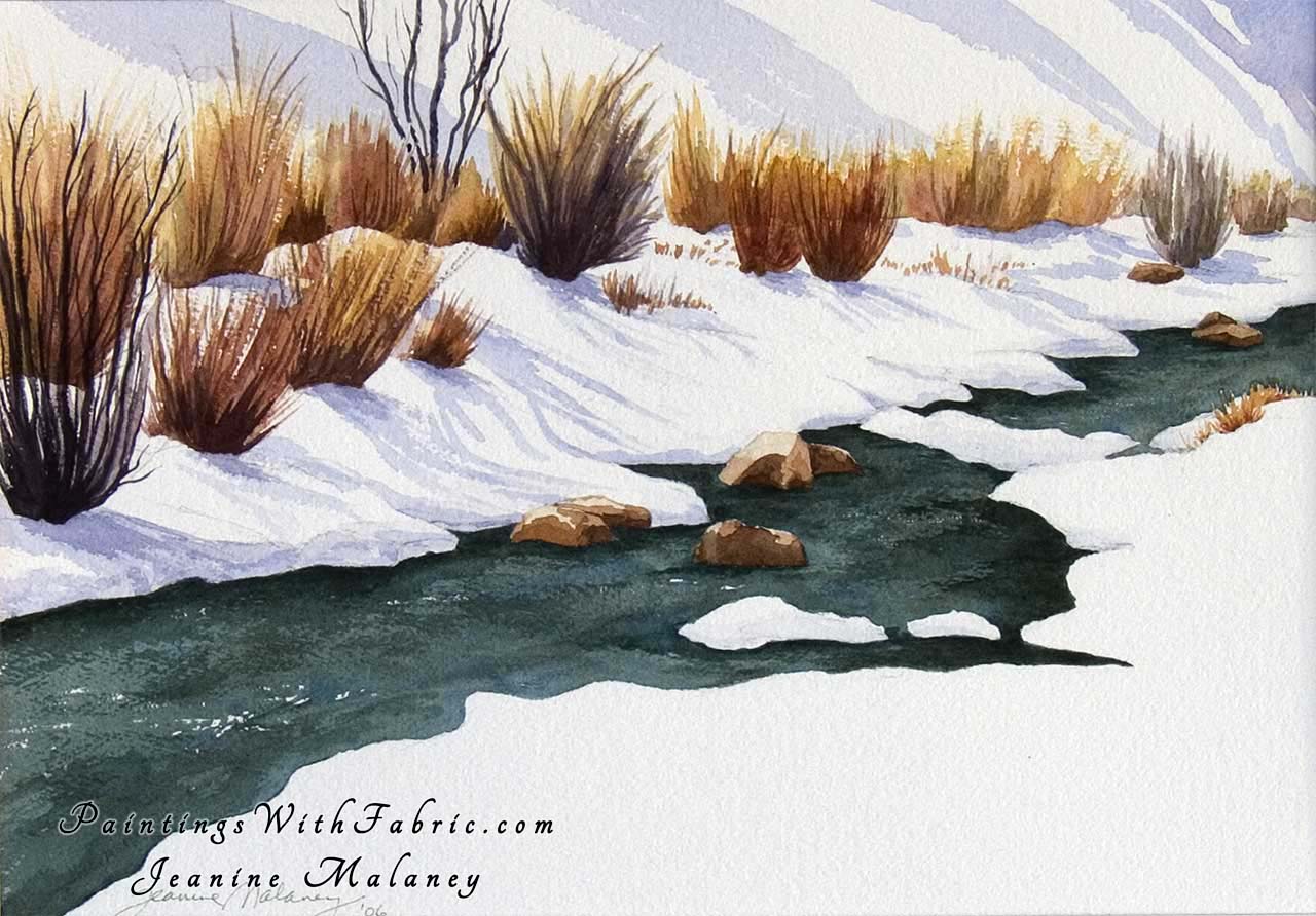 February Along the San Juan River Unframed Original Watercolor Painting of the San Juan River in the winter
