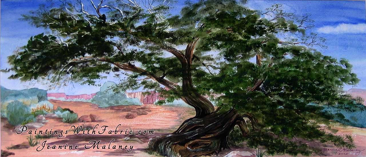 Old and Wise Unframed Original Watercolor Painting an old tree in desert landscape of Colorado