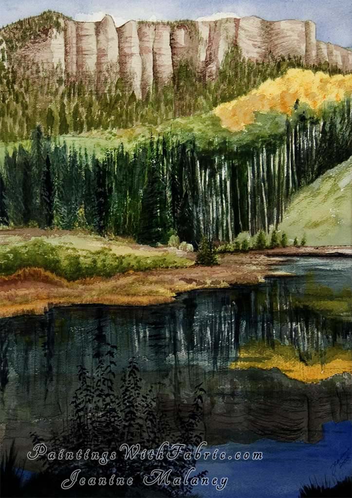 Opal Lake Unframed Original Watercolor Painting of a Colorado Rocky Mountain remote Lake