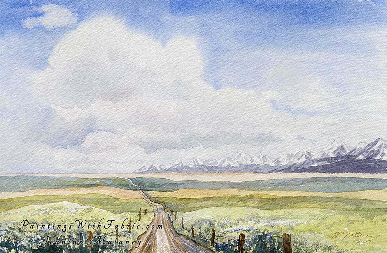 Wyoming Rt.191  Unframed Original Watercolor Painting of Wyoming Rt.191 heading west